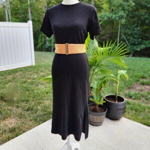 Authentic Vintage 80's 90's acrylic black knit fall dress